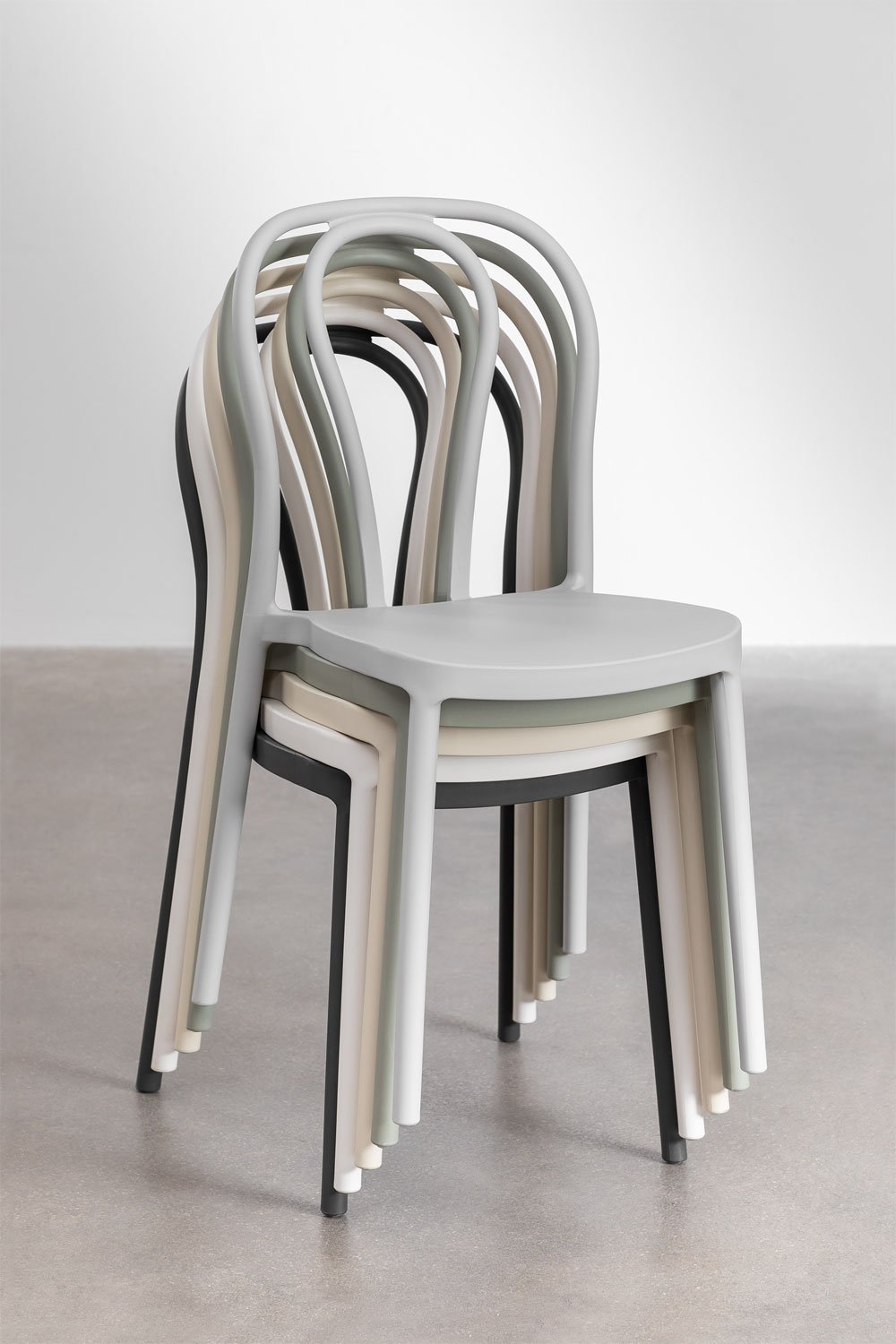 Set van 4 stapelbare eetkamerstoelen in polypropyleen Mizzi, galerij beeld 7