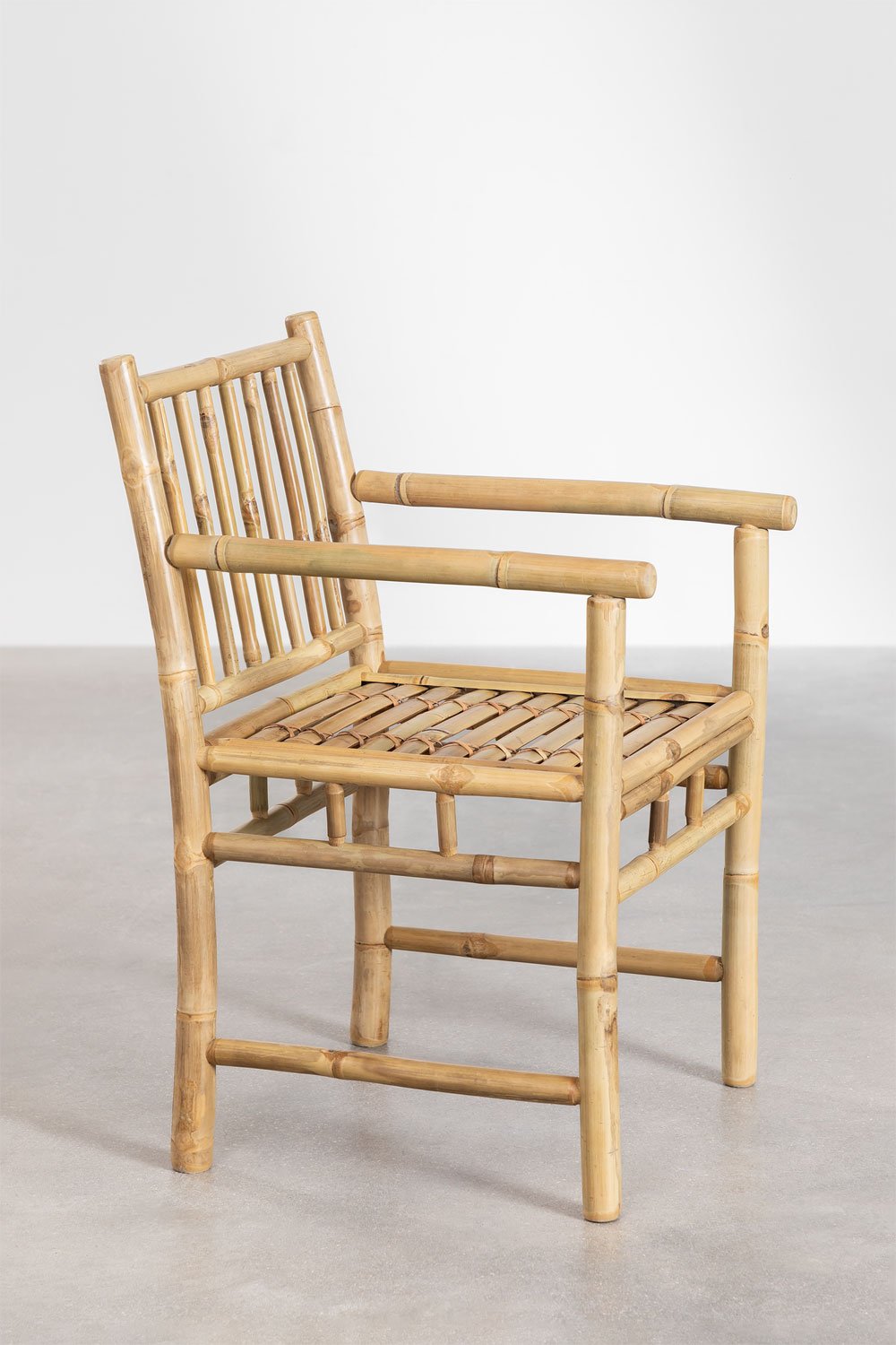 Set van 4 Senia bamboe eetkamerstoelen met armleuningen, galerij beeld 2