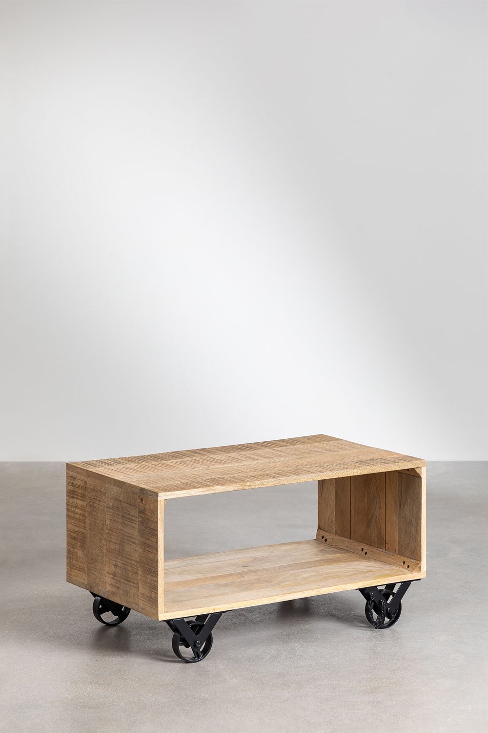 Mangohouten salontafel met Olson wielen , galerij beeld 3