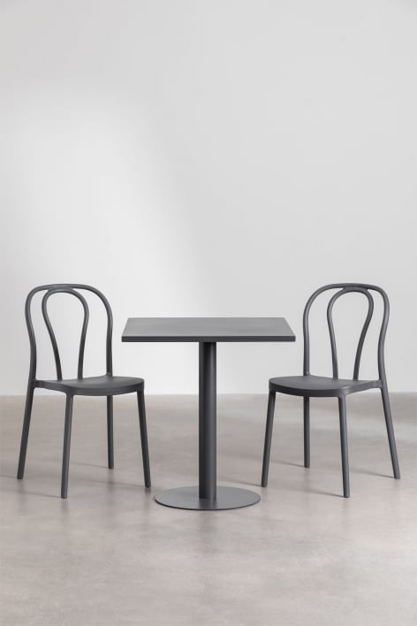 Tuinset met een vierkante tafel 70x70 cm en 2 stoelen Mizzi