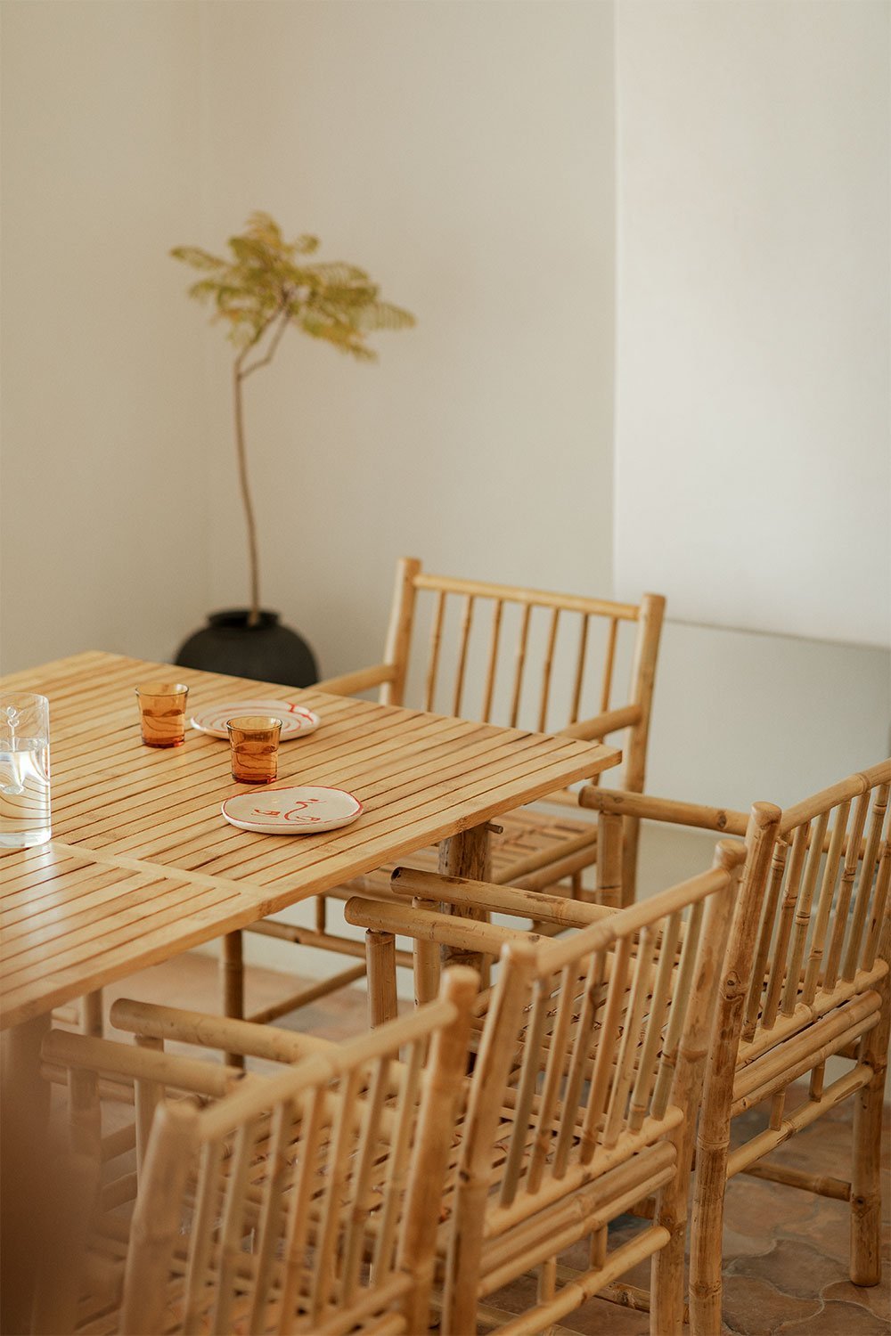 Senia rechthoekige bamboe eettafel, galerij beeld 2