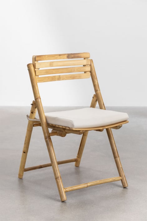 Set van 2 opvouwbare bamboe tuinstoelen Nelida - Gardenia Wit