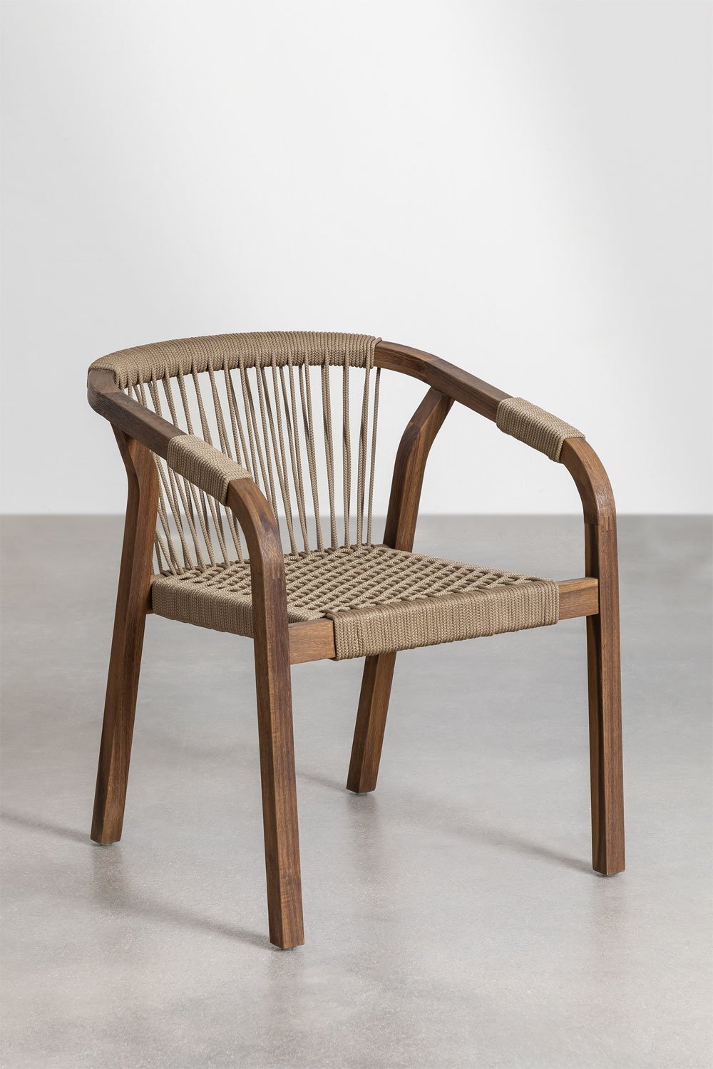 Pack van 4 eetkamerstoelen met armleuningen van acaciahout Dubai, galerij beeld 8