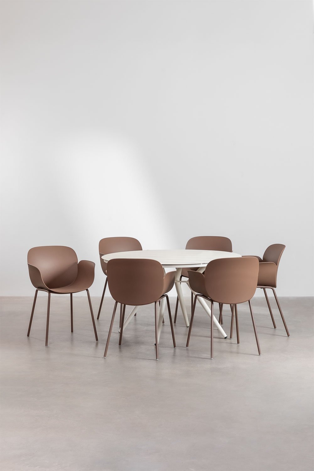 Aluminium ronde tafelset (Ø125 cm) Valerie en 6 Lynette tuinstoelen , galerij beeld 3