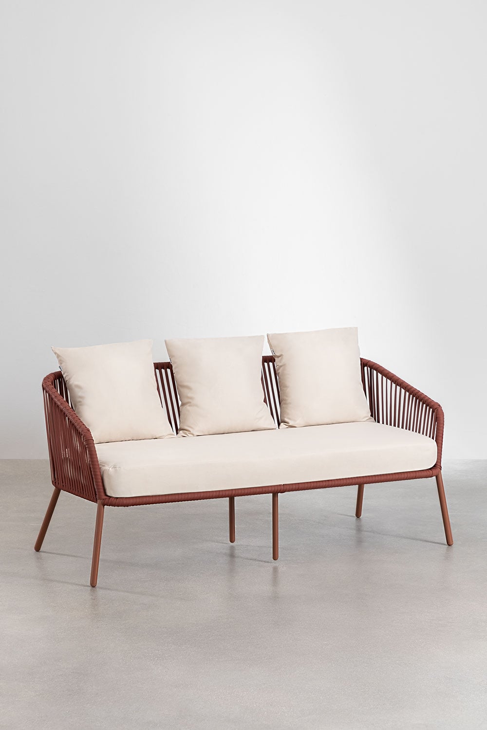 Tuinset met 2-zitsbank, 2 stoelen van gevlochten touw en Arhiza salontafels, galerij beeld 3