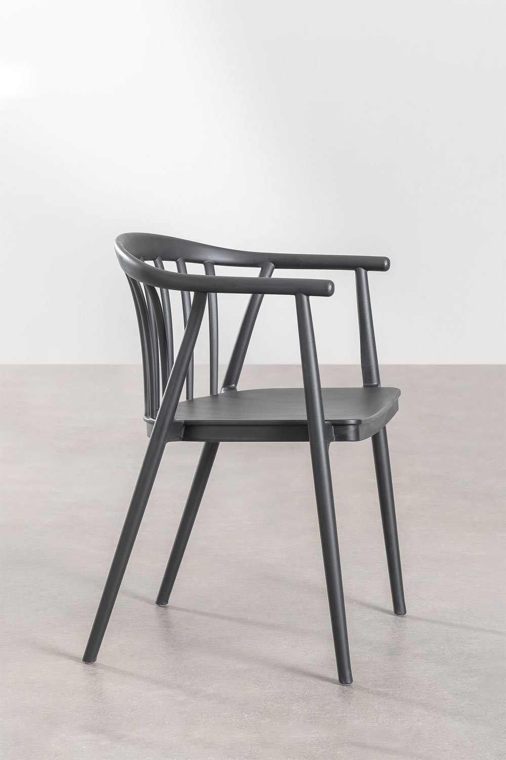Set van 4 stapelbare eetkamerstoelen met armleuningen in polypropyleen Ivor, galerij beeld 3