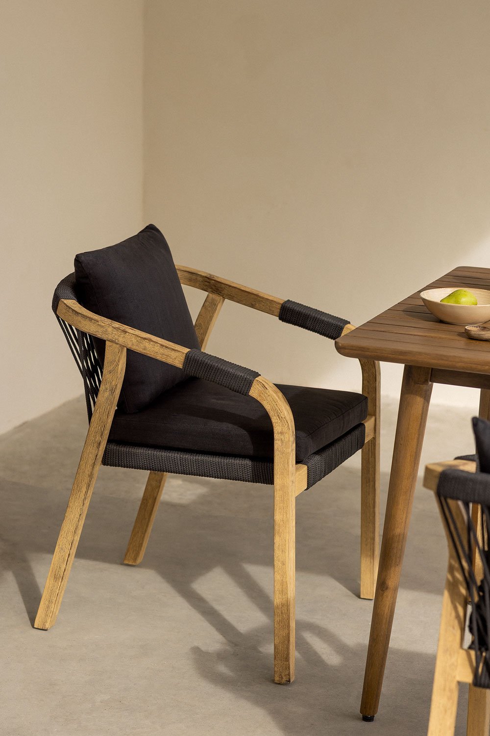 Set van 4 tuinstoelen met armleuningen in acaciahout Dubai , galerij beeld 1
