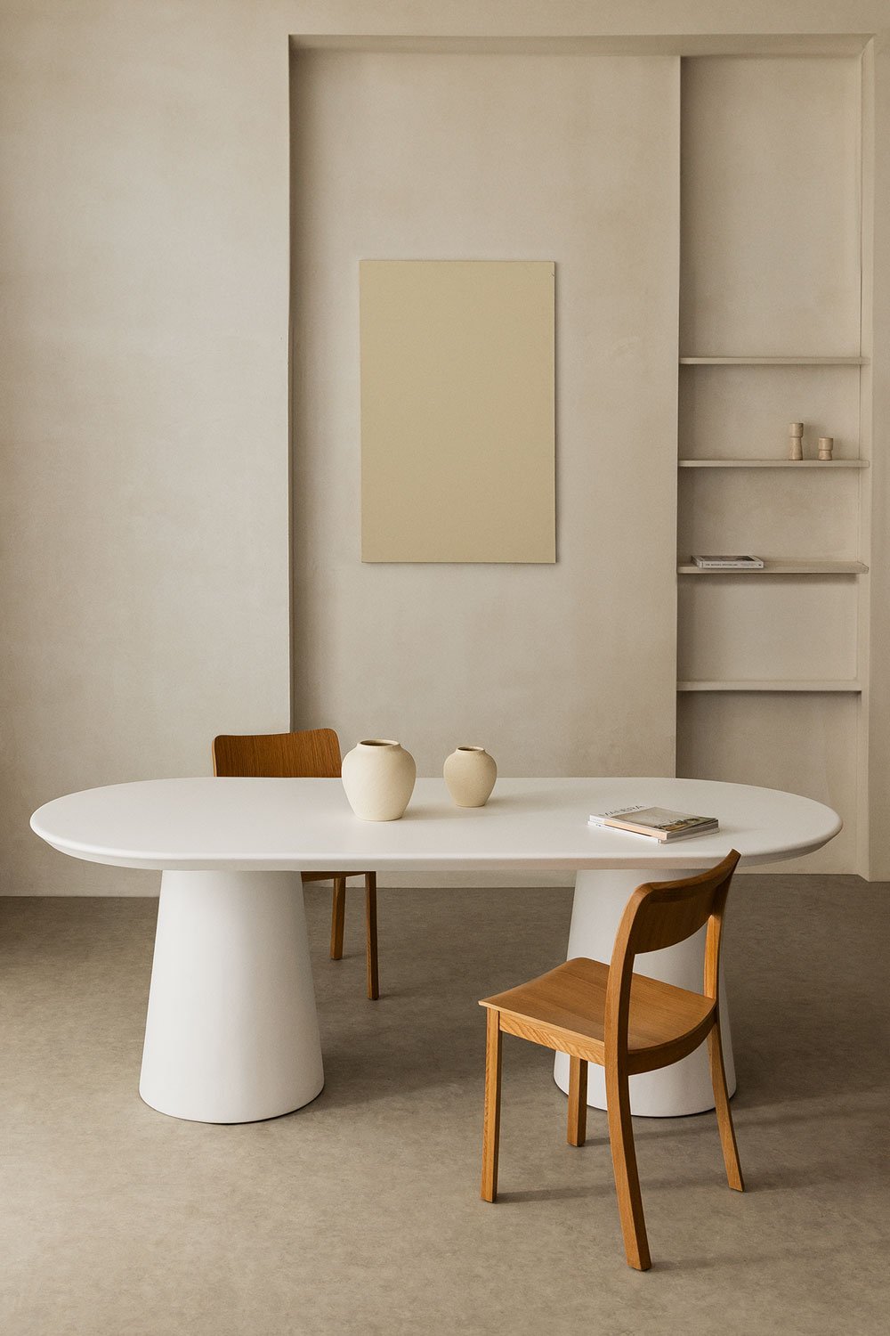  Ovale eettafel in cement (220x95 cm) Noemi, galerij beeld 1
