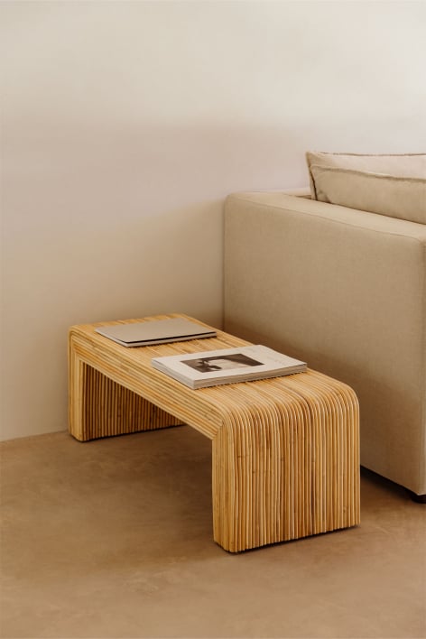 Rechthoekige rotan salontafel (100x35 cm) Mekides