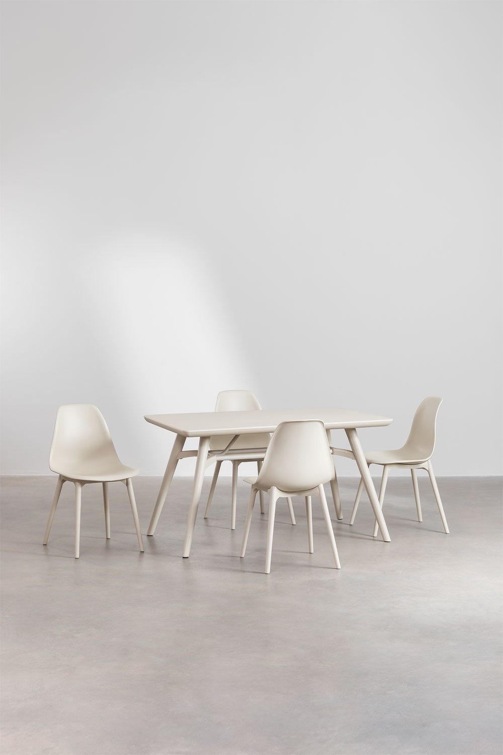 Rechthoekige tafelset 135x80 cm en 4 tuinstoelen in Scandinavisch polyethyleen , galerij beeld 2