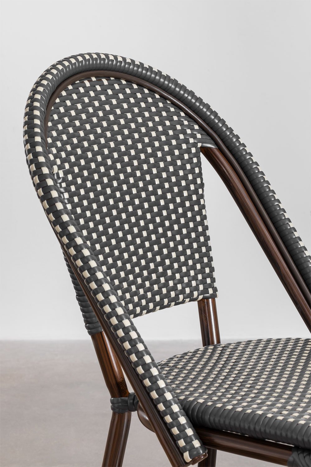 Brielle Bistro Stapelbare Hoge Tuinkruk met Rugleuning van Aluminium en Synthetisch Rotan, galerij beeld 6