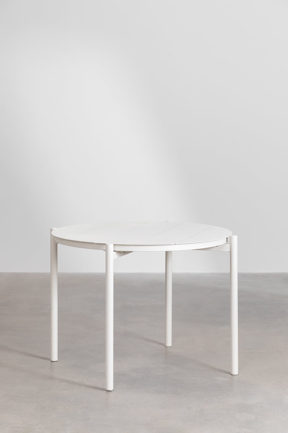 Set van ronde tafel Ø110 cm in aluminium Elton en 4 tuinstoelen in polypropyleen en staal Lynette, galerij beeld 2