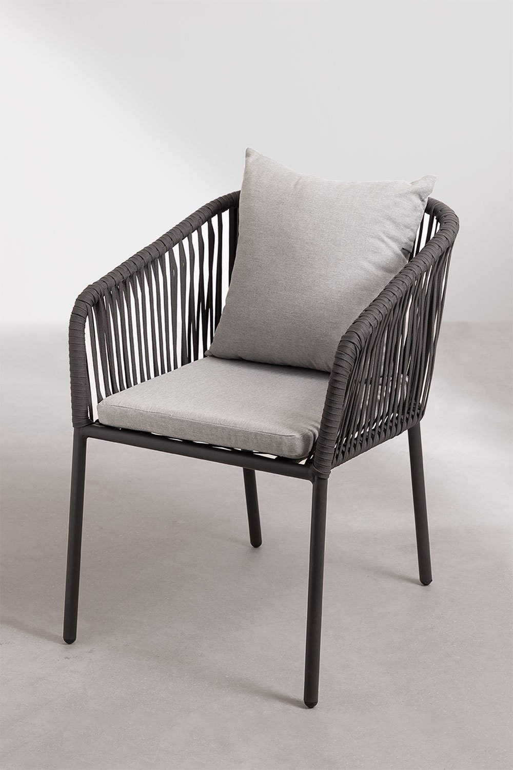 Arhiza Classic eetkamerstoel met aluminium en gevlochten touw armleuningen, galerij beeld 4