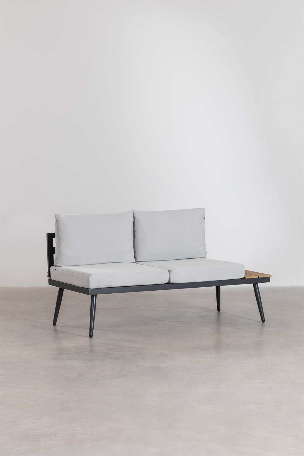 Tuinset met 4-zits hoekbank en salontafel in aluminium en Nadi hout, galerij beeld 3