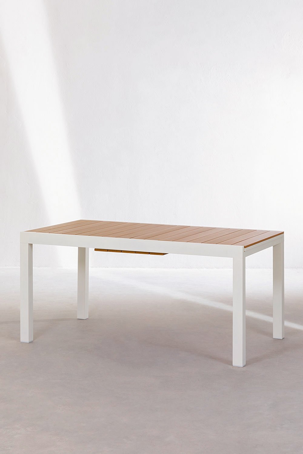 Set uitschuifbare rechthoekige aluminium tafel (150-197x90 cm) Saura en 6 Ores stapelbare tuinstoelen, galerij beeld 2