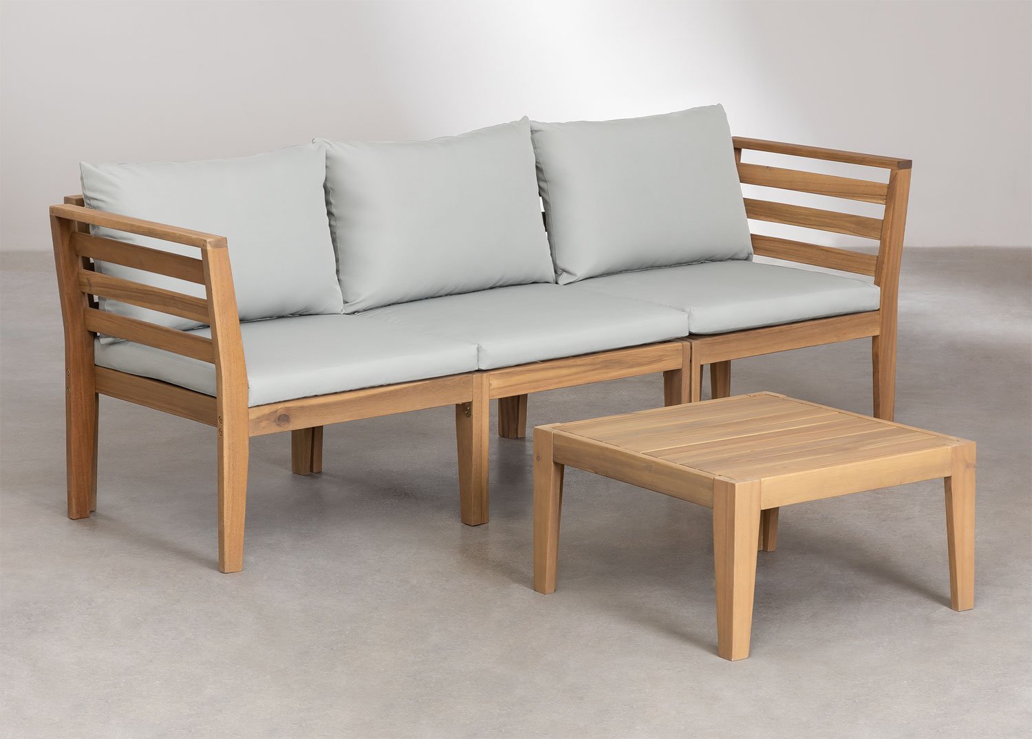Filips 3-delige modulaire bankset met armleuningen en salontafel in acaciahout      , galerij beeld 2