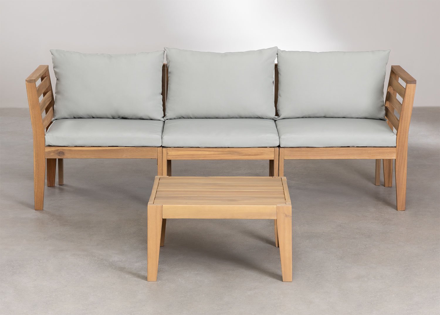 Filips 3-delige modulaire bankset met armleuningen en salontafel in acaciahout      , galerij beeld 3