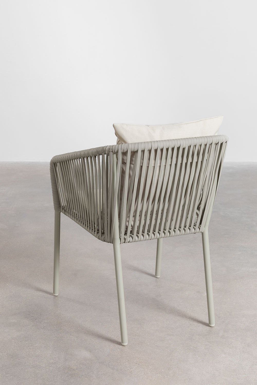 Set van 4 eetkamerstoelen met armleuningen in gevlochten touw Arhiza Classic, galerij beeld 6