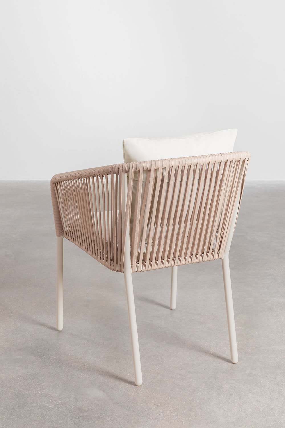 Set van 4 eetkamerstoelen met armleuningen in gevlochten touw Arhiza Classic, galerij beeld 4