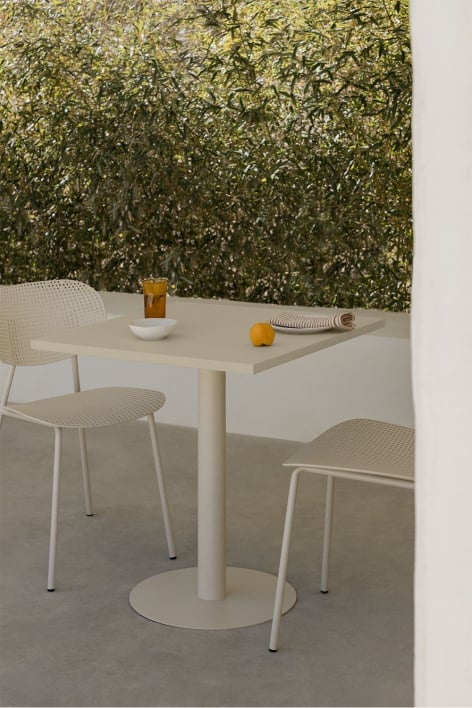 Tuin tafel vierkant 70x70 cm in metaal Mizzi - Tapioca beige