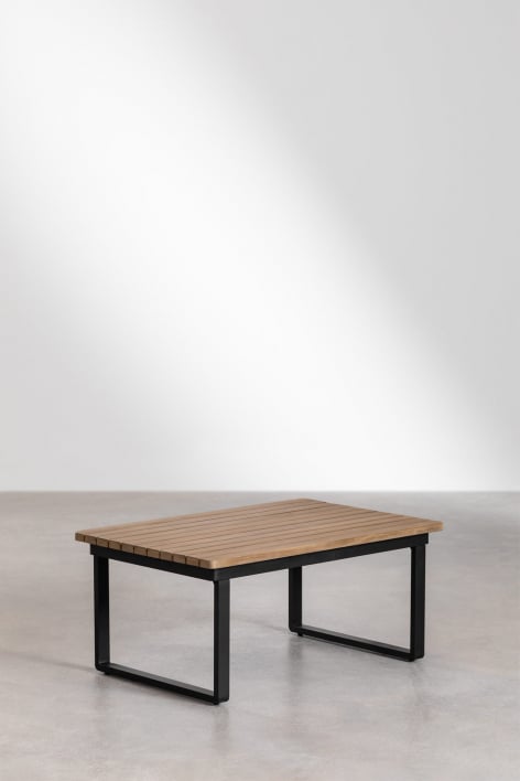 Rechthoekige tuinsalontafel van aluminium en acaciahout (90x60 cm) Giselle
