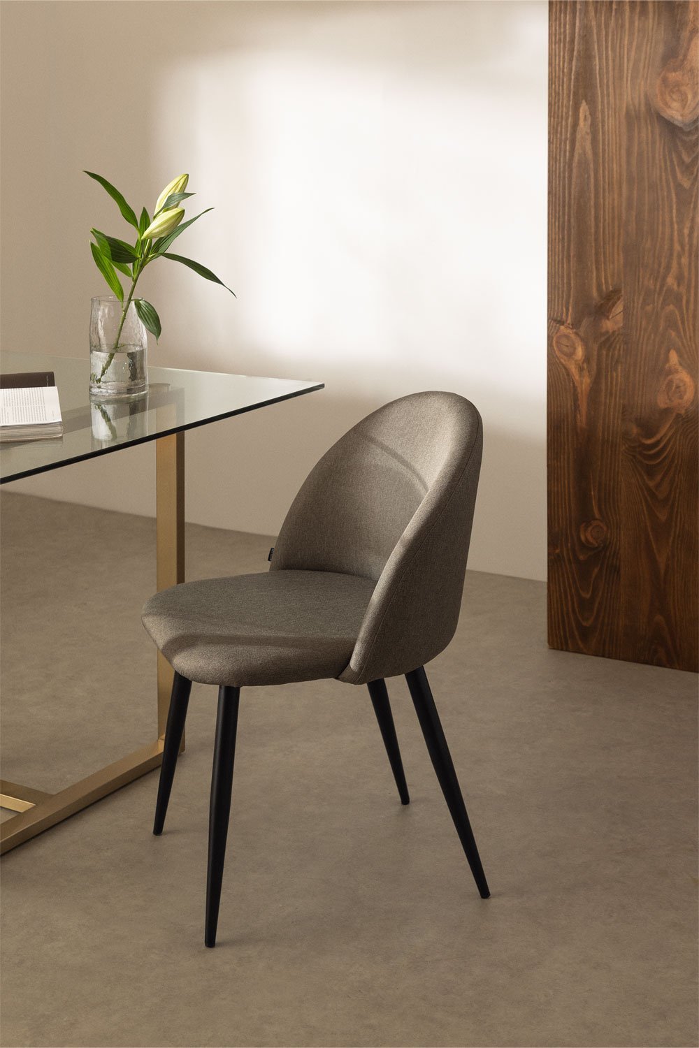 Set van 4 gestoffeerde eetkamerstoelen met stalen frame Kana, galerij beeld 6