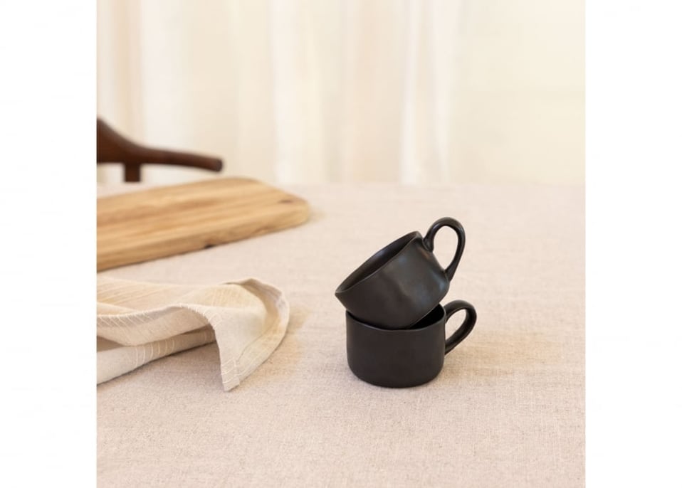 Set van 2 koffiekopjes 10 cl met schotel Belvere - Zwart