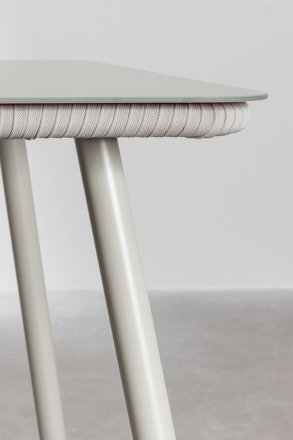 Rechthoekige tafelset 160 x 90 cm en 4 stapelbare aluminium eetkamerstoelen Arhiza, galerij beeld 4