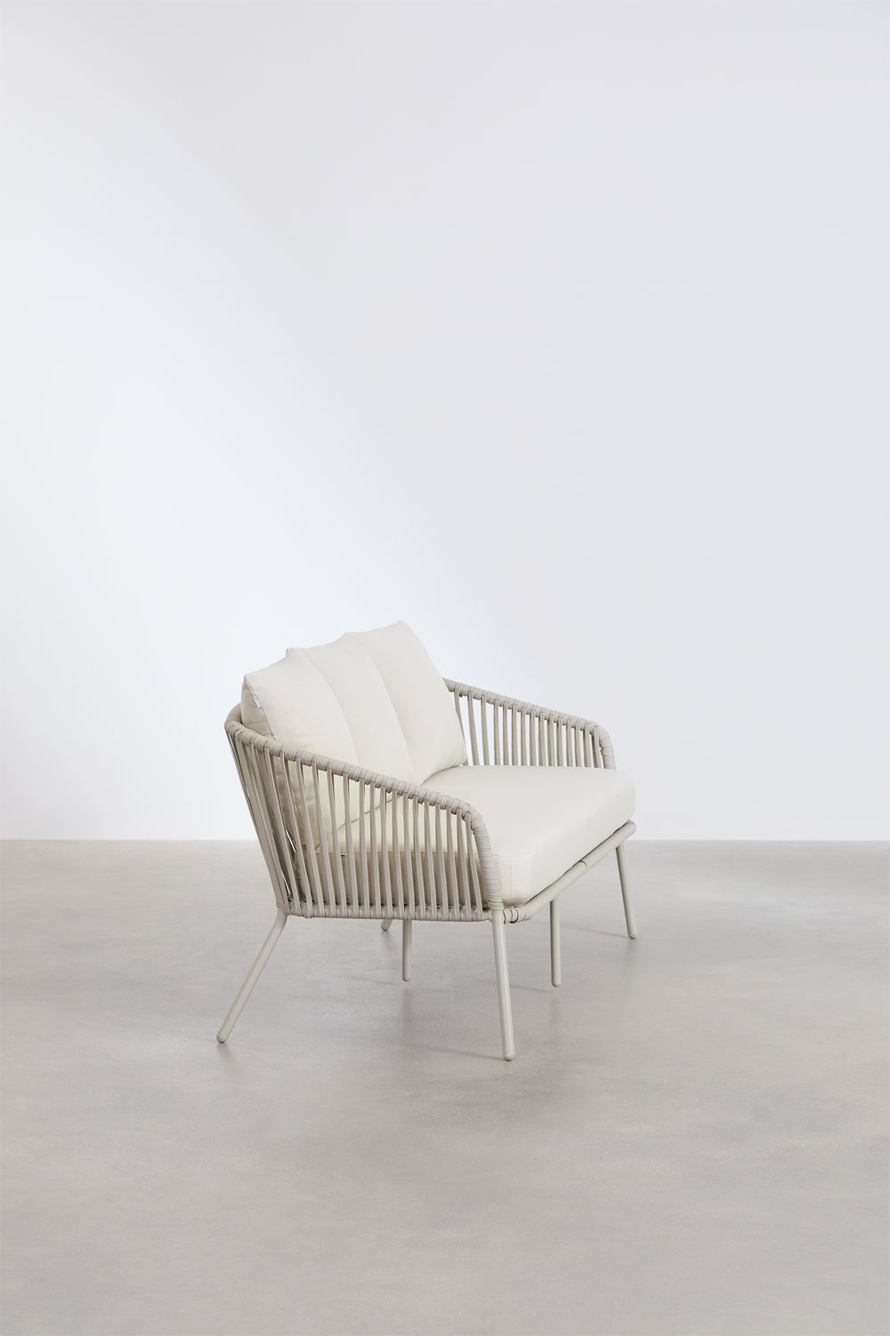 Tuinset met 2-zitsbank, 2 fauteuils en salontafels in aluminium en gevlochten touw Arhiza     , galerij beeld 4