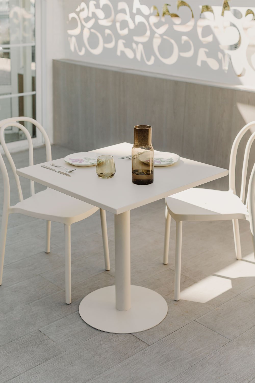 Tuin tafel vierkant 70x70 cm in metaal Mizzi, galerij beeld 2