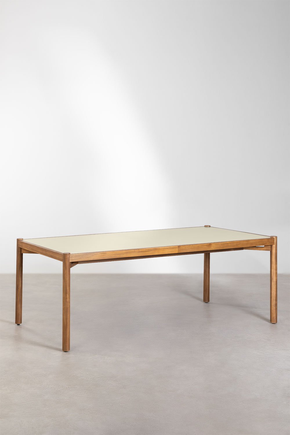 Gamila rechthoekige tafelset (210x100 cm) en 6 eetkamerstoelen in hout en cement Uish Edition, galerij beeld 2