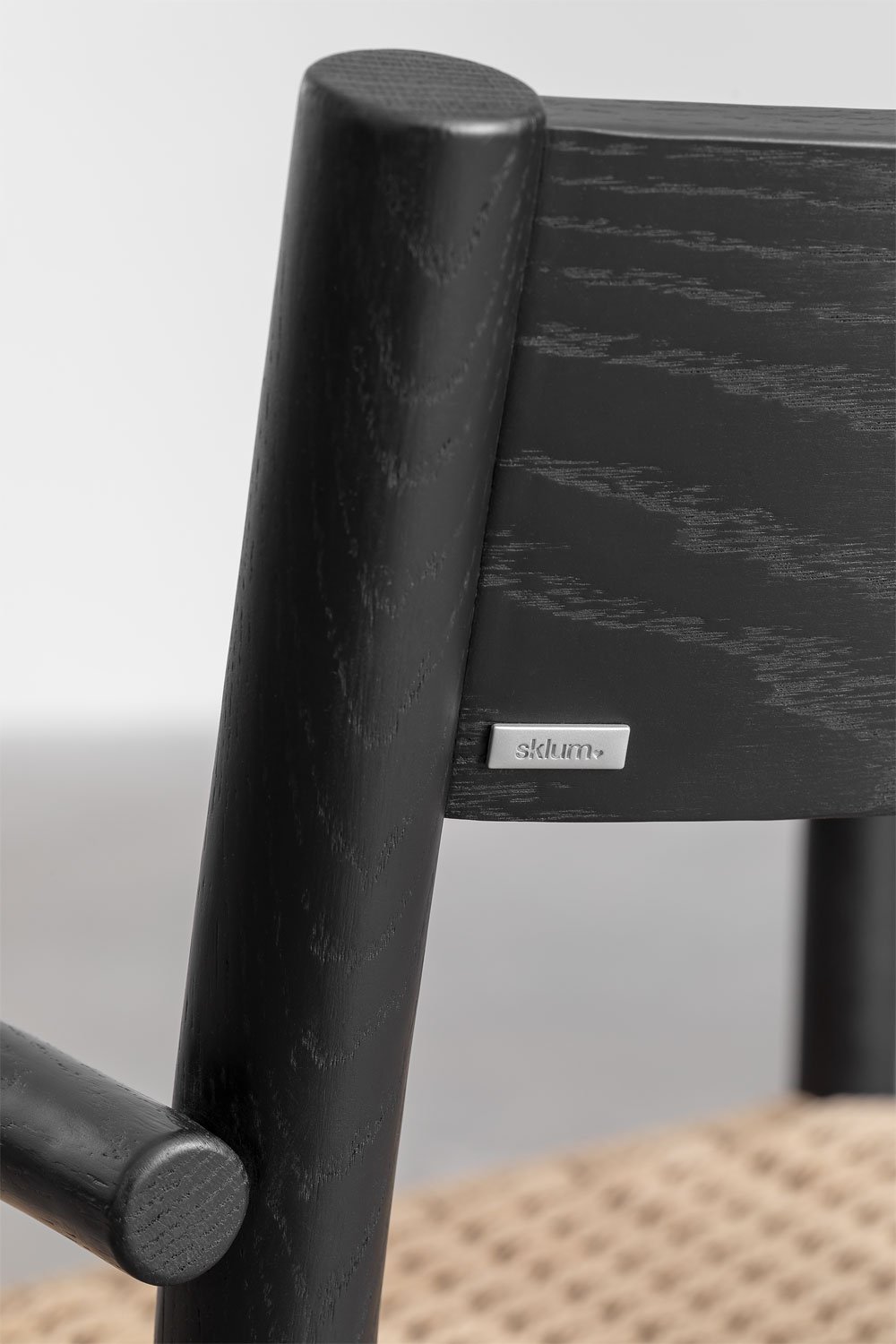 Set van 4 eetkamerstoelen van eikenhout en gevlochten Mara-touw, galerij beeld 7