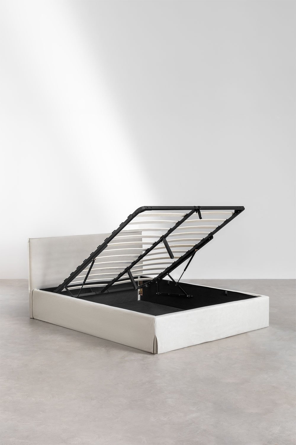 Bed voor matras 180x200cm met opklapbed in gebroken wit Lorea, galerij beeld 4