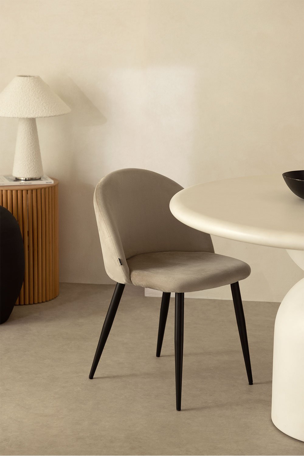 Set van 4 fluwelen eetkamerstoelen Kana, galerij beeld 1