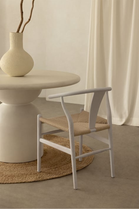 Eetkamerstoel van elmwood Uish Edition - Wit Hout