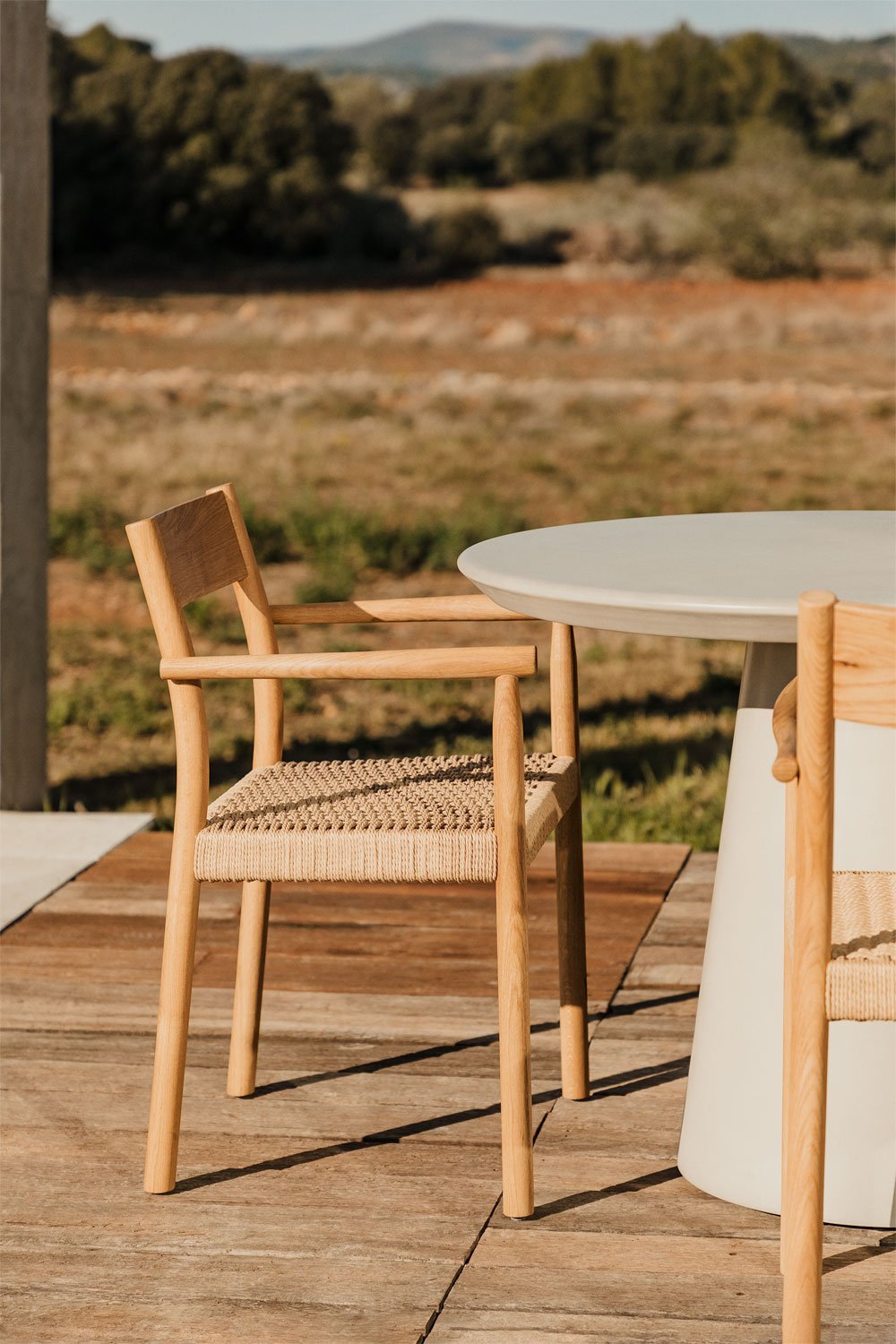 Set van 2 tuinstoelen van eikenhout en gevlochten Mara-touw , galerij beeld 1