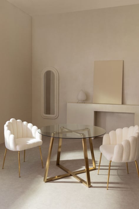 Ronde Tafel in Glas en Staal (110 cm) Salyms