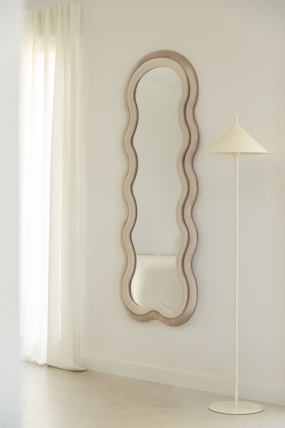 Wandspiegel 60x160 cm gestoffeerd Evelyn, galerij beeld 1