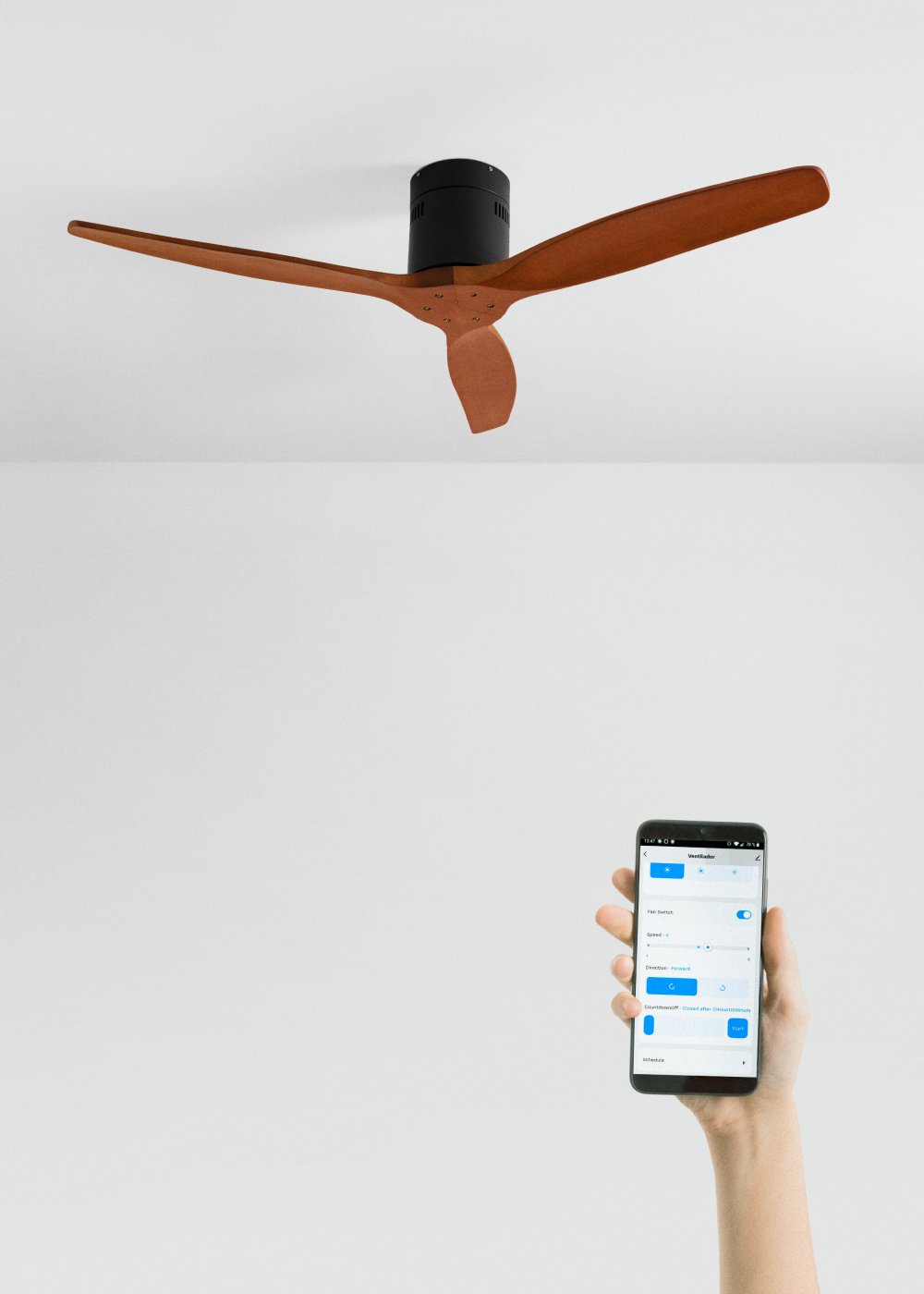 CREATE - WIND CALM - Plafondventilator 40W silent Ø132 cm 100% hout, galerij beeld 1