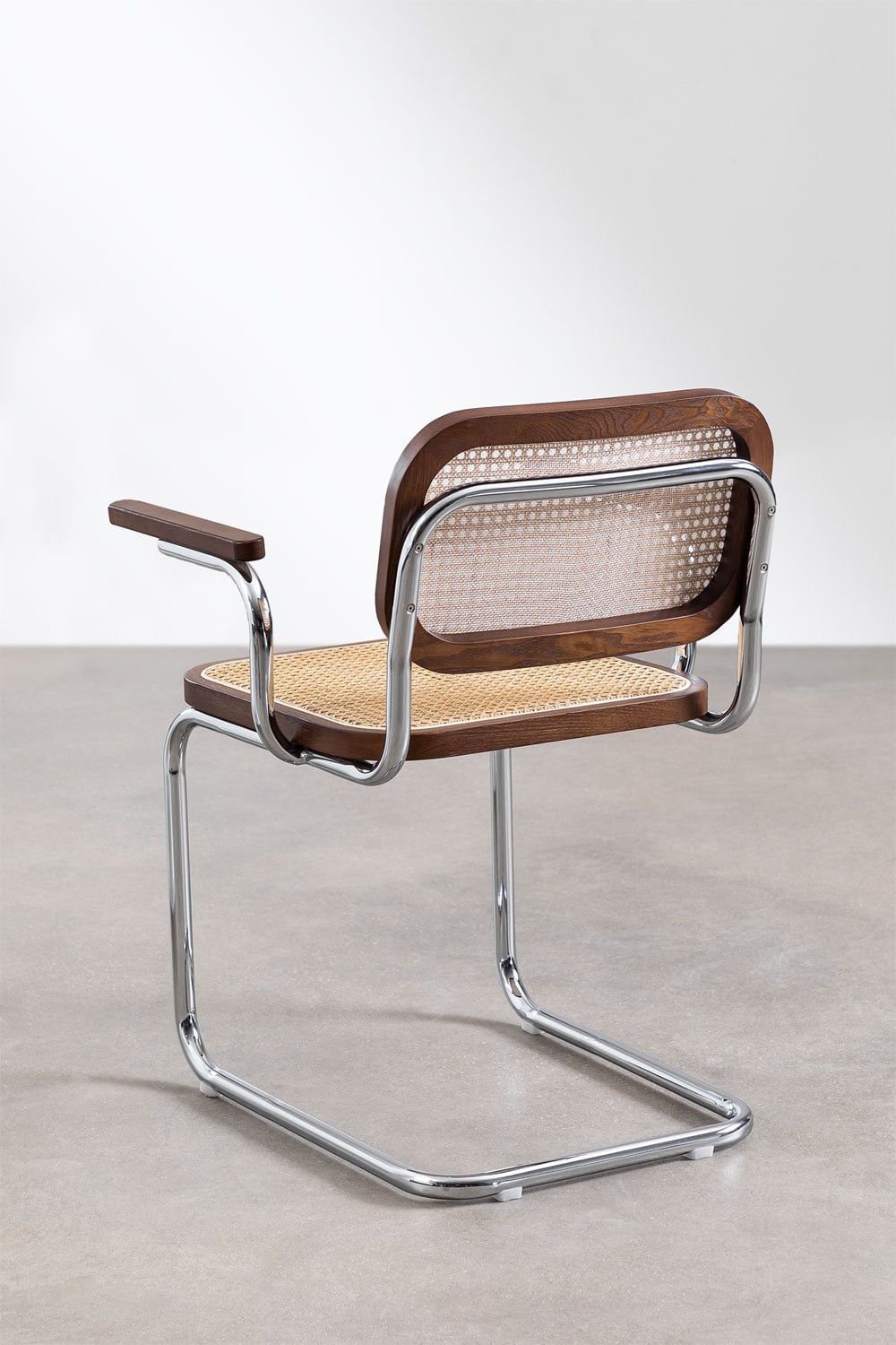 Set van 4 eetkamerstoelen met armleuningen van rattan en staal Tento, galerij beeld 5