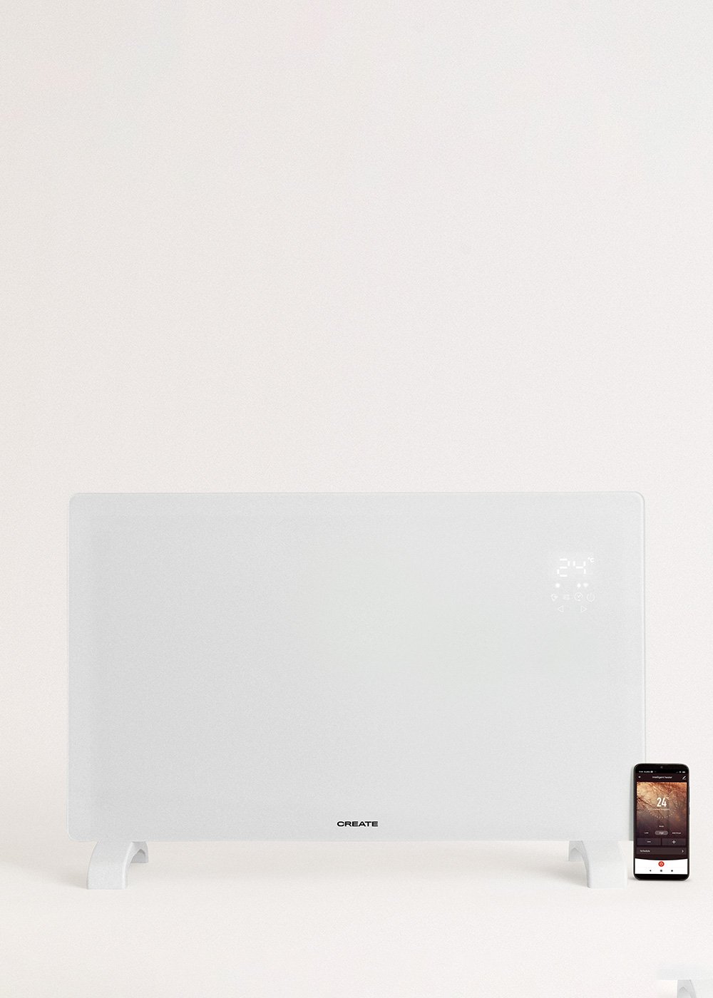 CREATE - WARM CRYSTAL 2000W -  glazen stralingsconvector met Wifi, galerij beeld 2