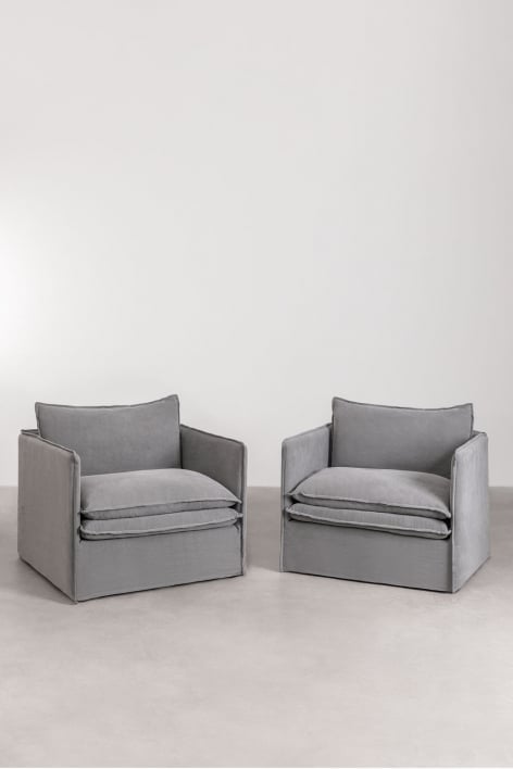 Set van 2 Grace fauteuils van linnen en katoen