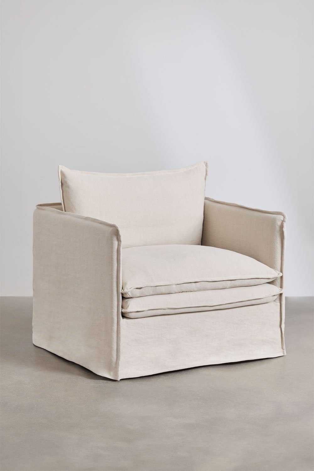 Set van 2 fauteuils met armleuningen in linnen en katoen Grace, galerij beeld 4