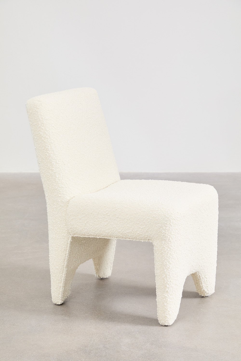 Set van 4 eetkamerstoelen in hout en boucléstof Kamez, galerij beeld 4