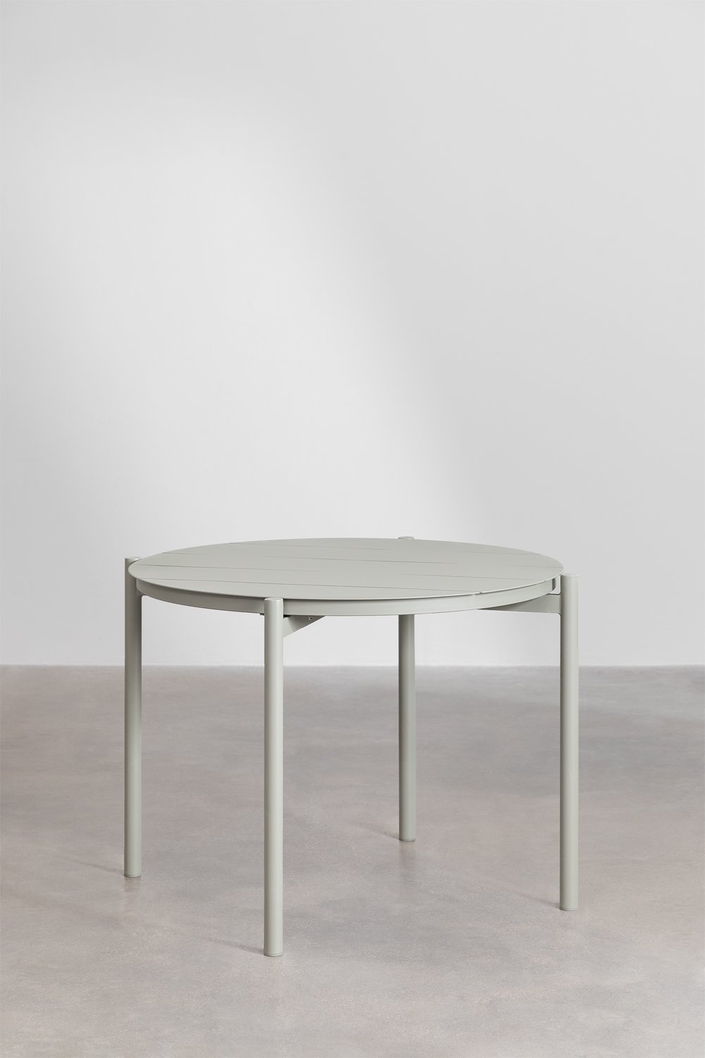 Ronde aluminium eettafel set (Ø110 cm) Elton en 4 eetkamerstoelen Lynette, galerij beeld 2