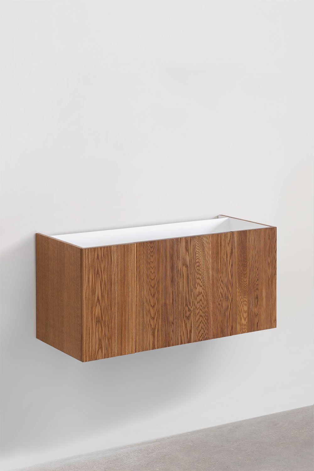 Conjunto vanité zwevend 120x50 cm in hout met geïntegreerde wastafel Fiore, galerij beeld 3
