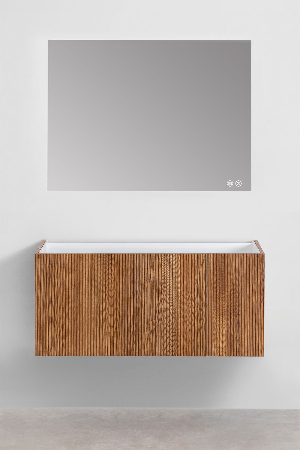 Conjunto vanité zwevend 120x50 cm in hout met geïntegreerde wastafel Fiore, galerij beeld 2