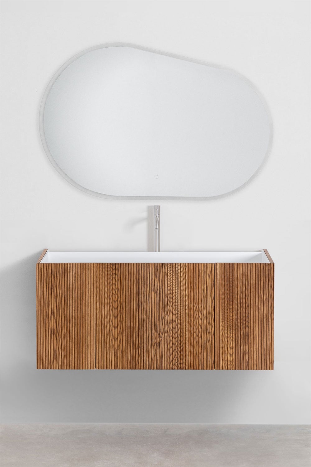 Hangend badkamermeubelset van hout met geïntegreerde wastafel Fiore, galerij beeld 3