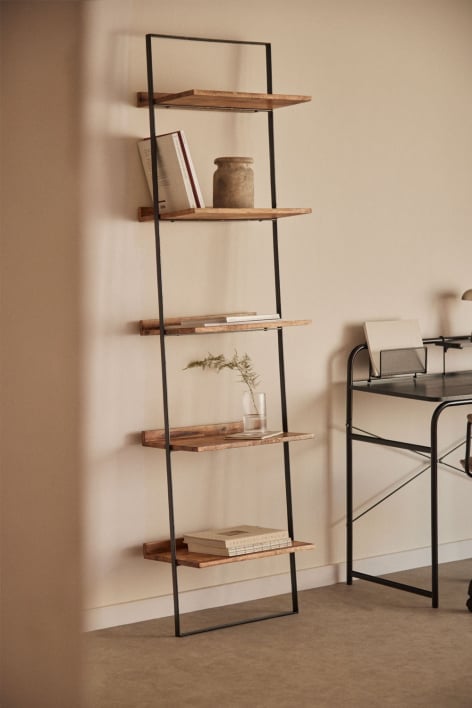 Wandplank van mangohout en Tyrp-metaal
