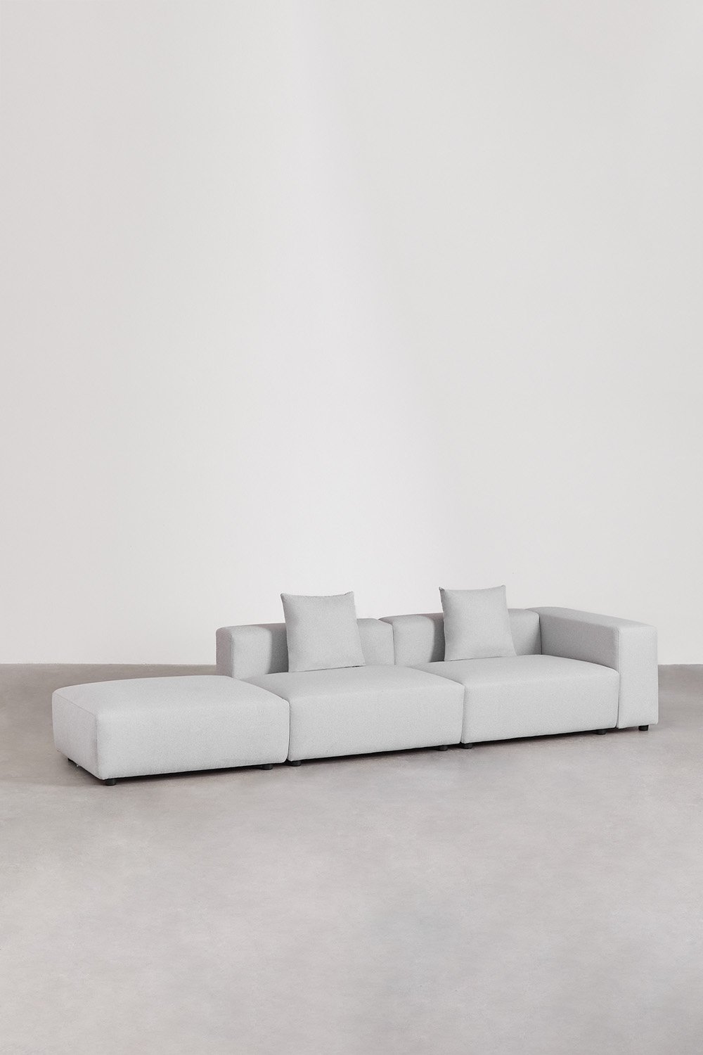 Bruna modulaire hoekbank met hoge armleuning en poef ↔︎345 cm, galerij beeld 3